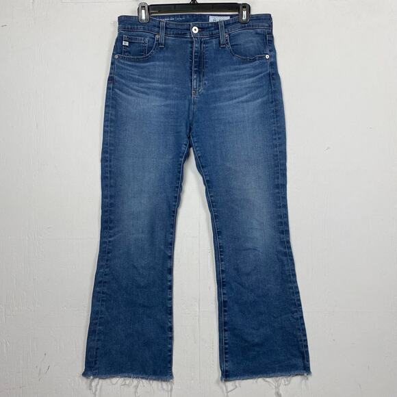 Adriano Goldschmied AG Jeans 30 Womens Farrah Boot Crop Mid Rise Raw Hem - Picture 1 of 11